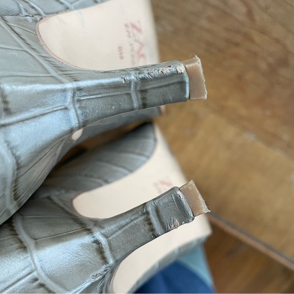 Zac Posen Tan Leather Reptile Print Slingback Point Toe Kitten Heels size 8 - Picture 10 of 12